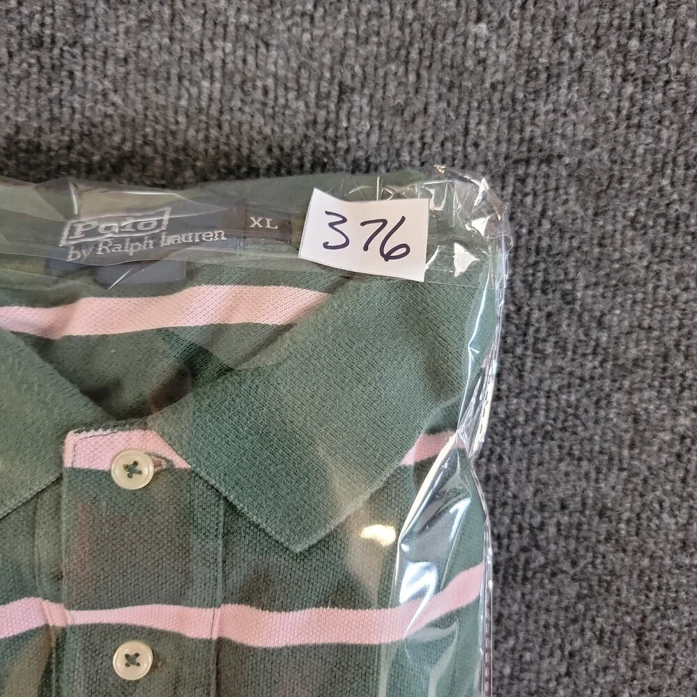 Men’s Polo Ralph Lauren Striped Classic Fit Polo Shirt XL Green Pink